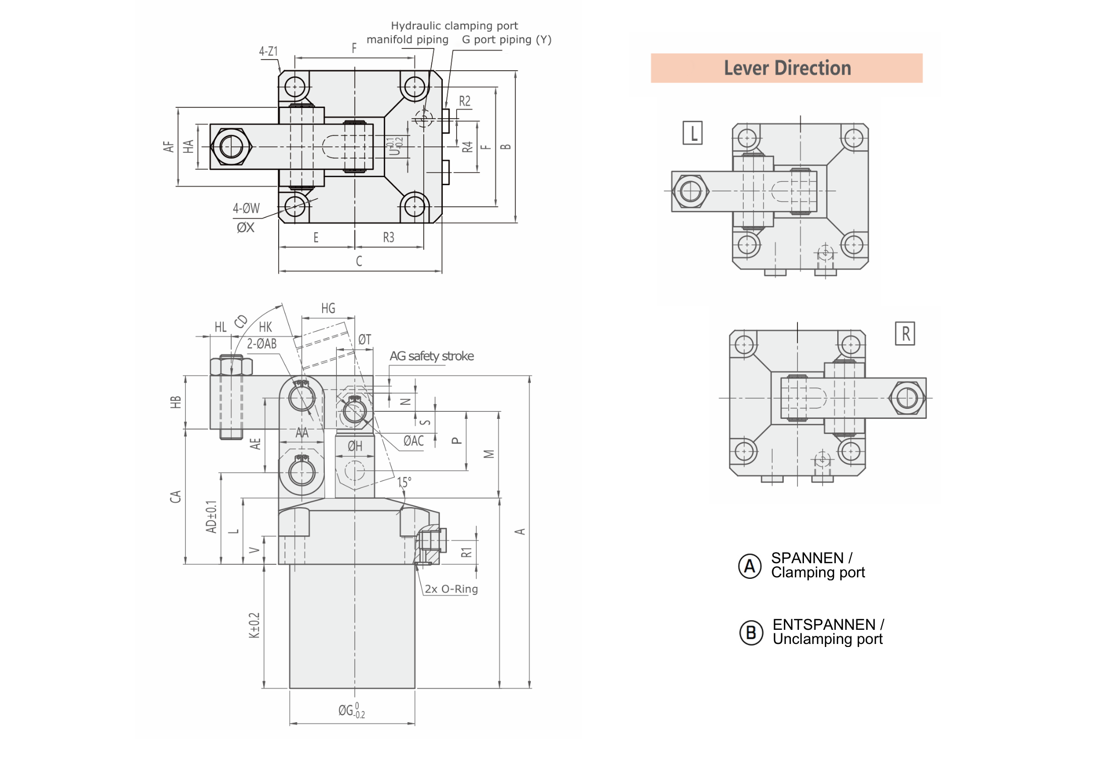 HLCT Drawing Hydraulic Link Clamp