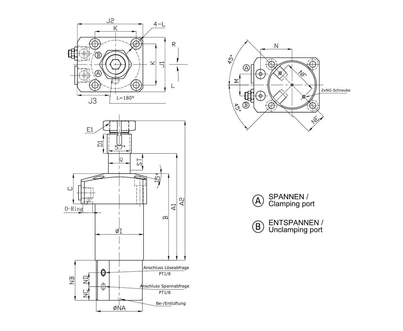 HCA-N Hydraulic Swing Clamp with Pneumatic Position Sensing via Tubing