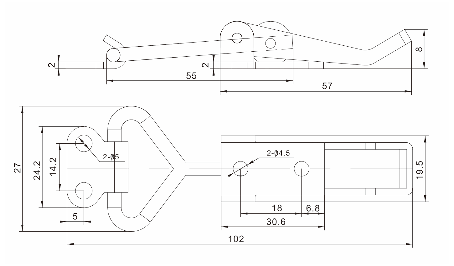 4001 Technische Zeichnung Verschlussspanner einstellbar