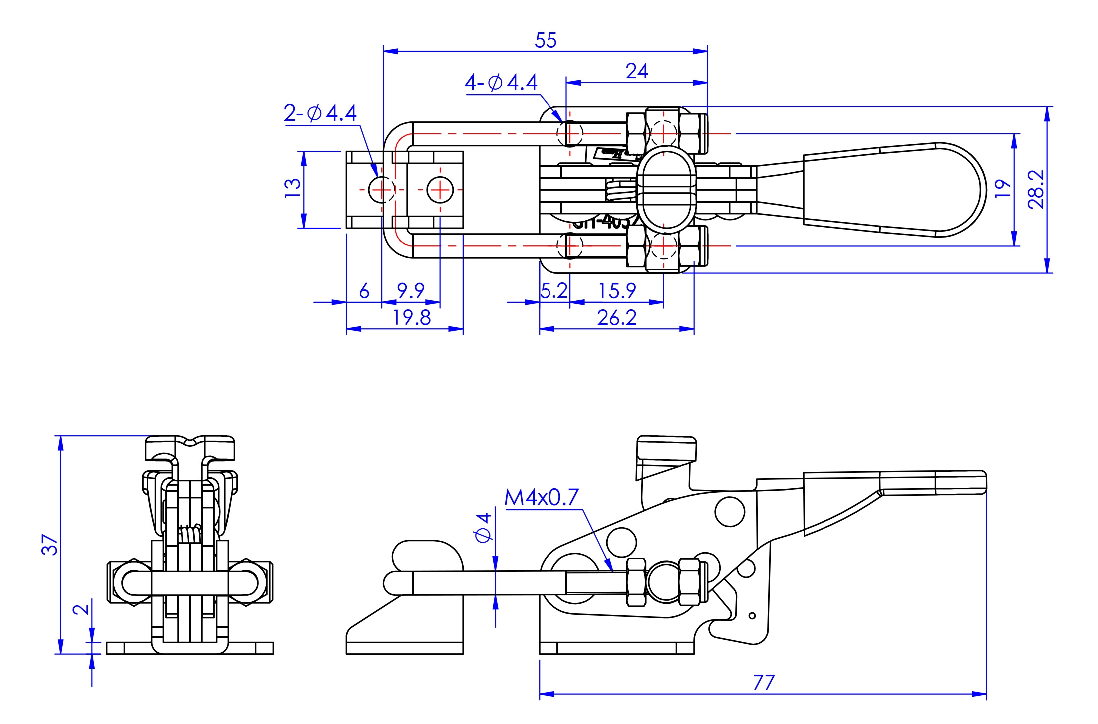 DST 40323-RSS Datenblatt Verschlussspanner Bügelspanner horizontal mit Sicherheitsverriegelung Edelstahlausführung 1630N