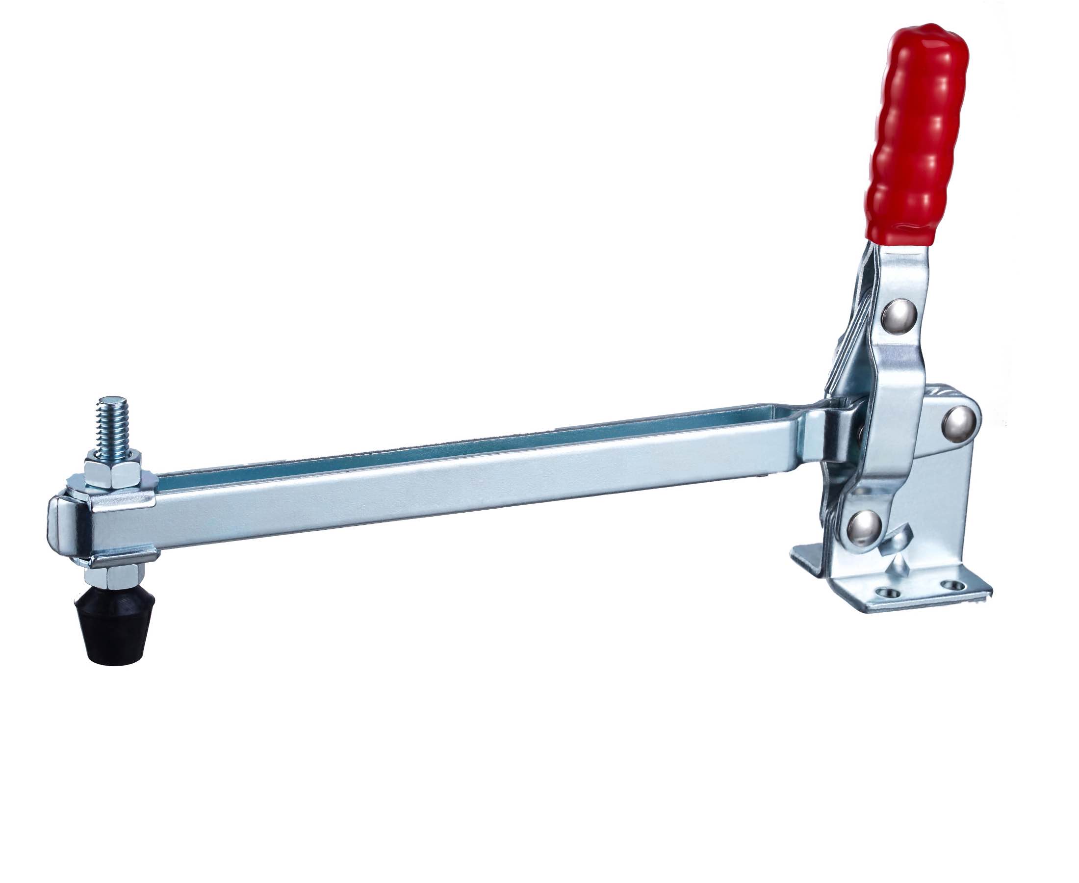 DST-101-E-20 Senkrechtspanner-Vertikalspanner waagrechter Fuß, verstellbare Andrückspindel, extra langer U-Spannarm 1800N