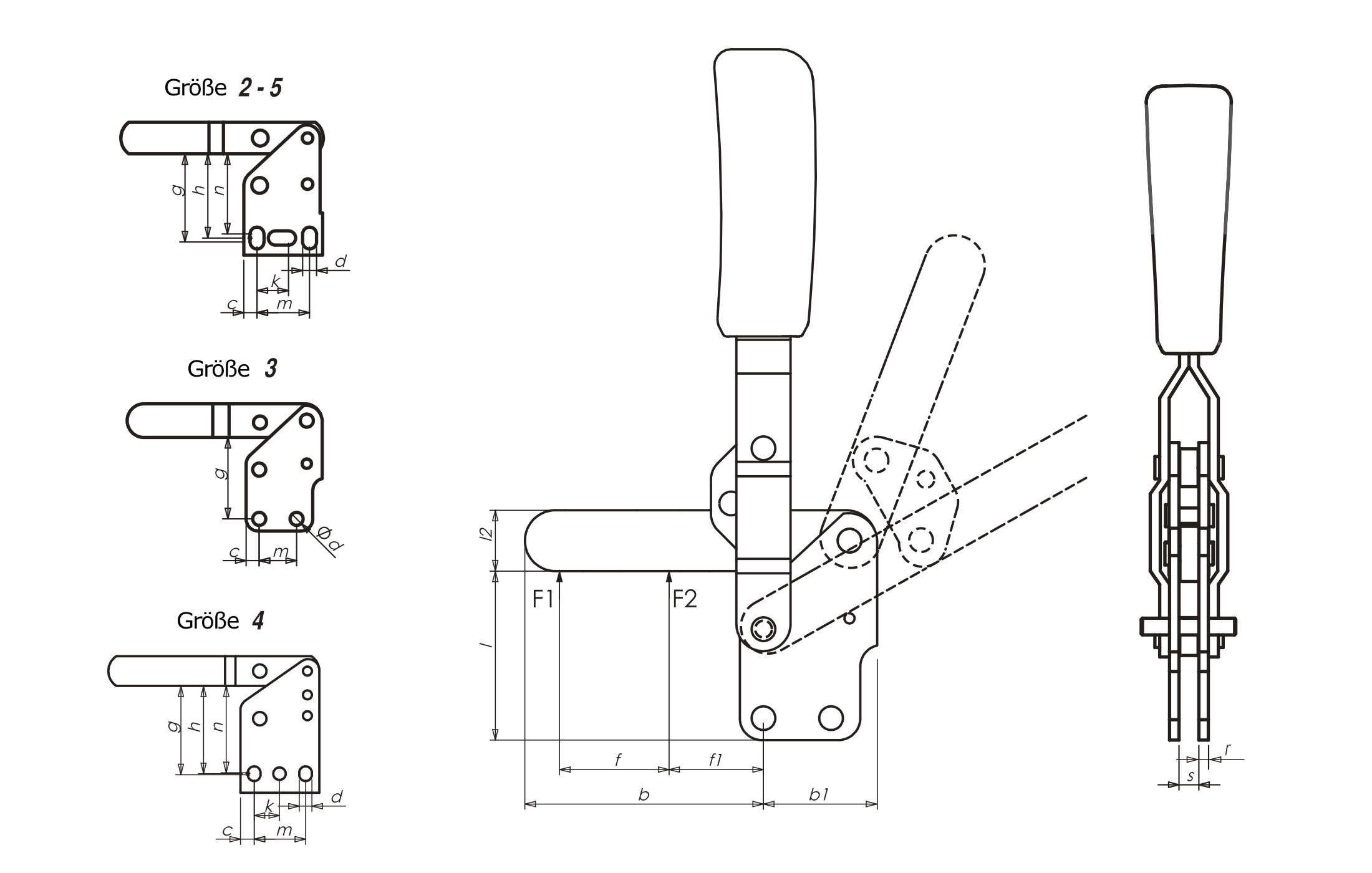 M11L Senkrechtspanner mit senkrechtem Fuß und massivem Haltearm Technische Zeichnung